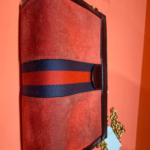 Authentic Gucci Suede Web Small Ophidia Chain Bag - Picture 5 of 10